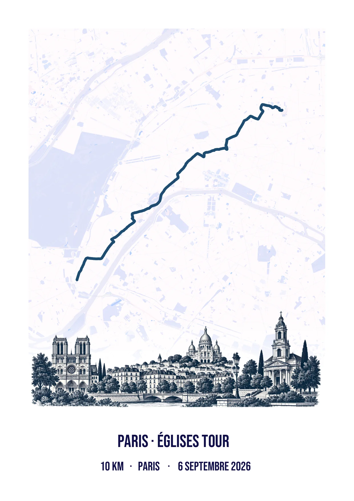 Affiche Paris · Eglises Tour 2026 10km