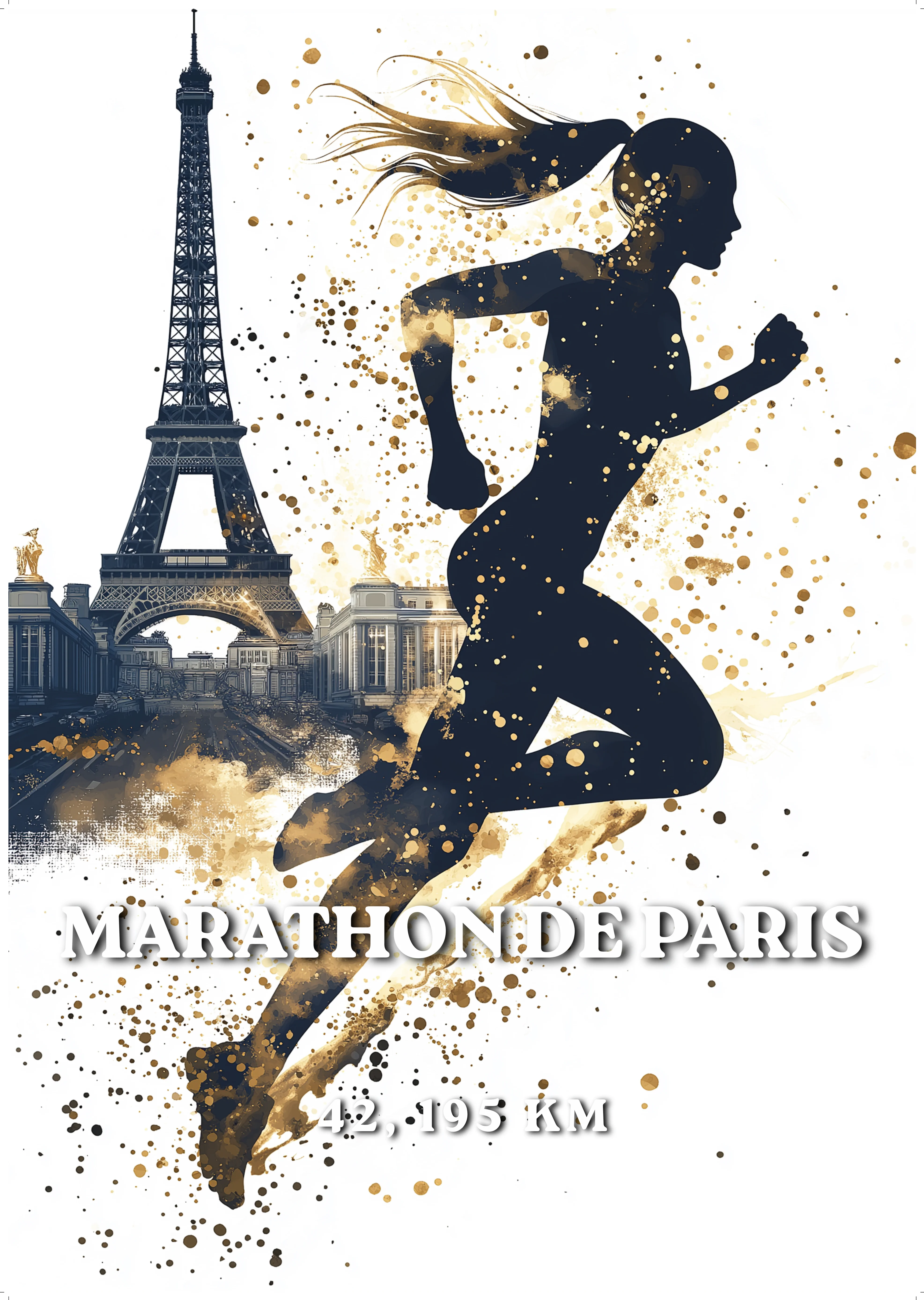 Affiche déco Marathon de Paris – poster running premium | Your Golden Run