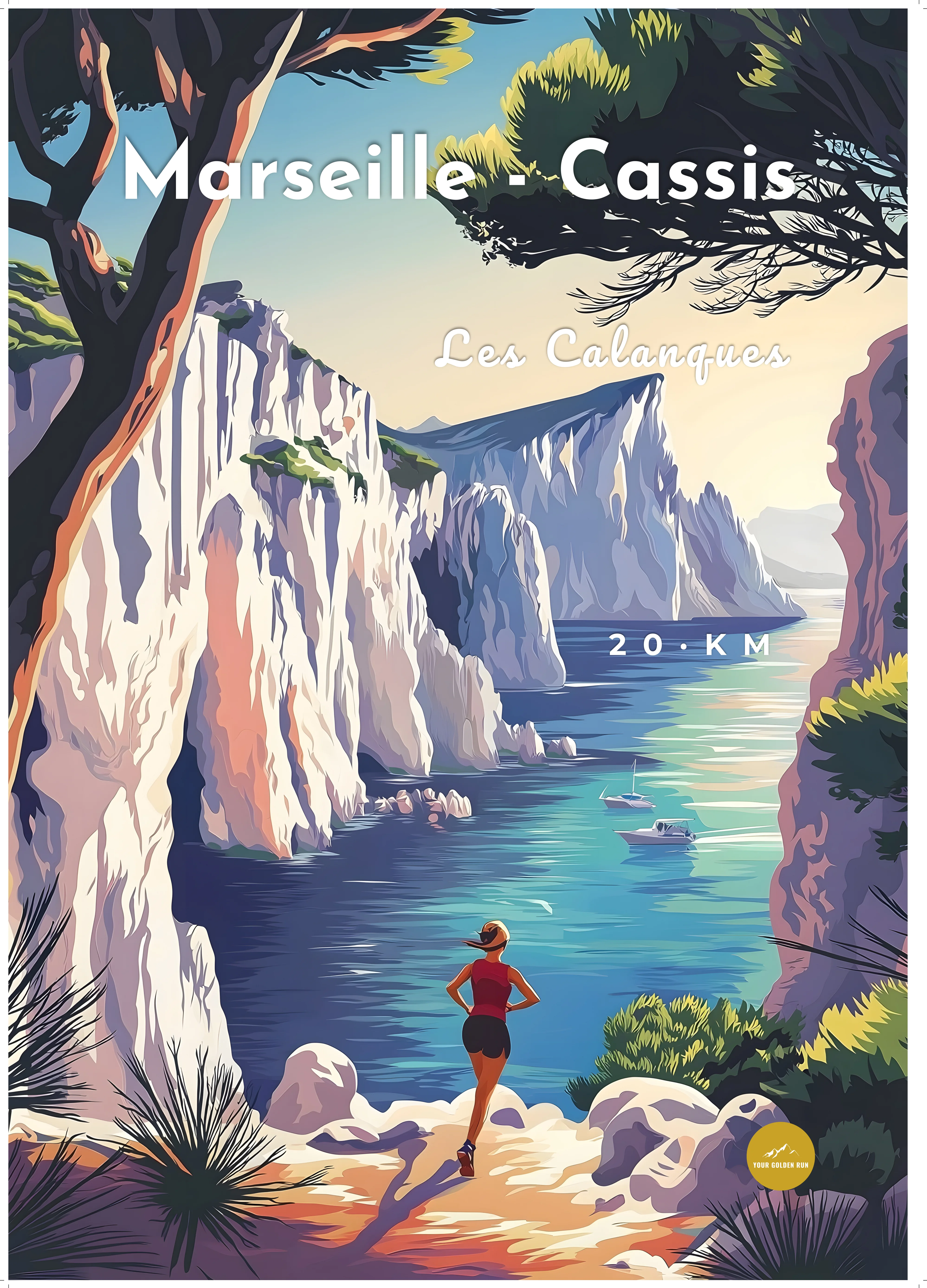 Affiche déco Marseille Cassis – poster running premium | Your Golden Run